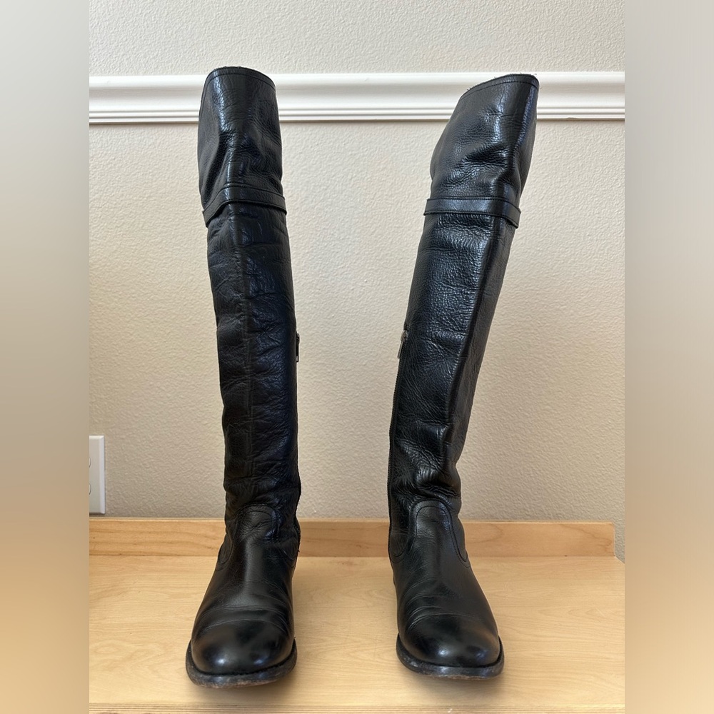 Frye Over the Knee Black Leather Boots, size 6.5